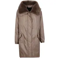 Geci Parka Blancha Straight "Merino Shearling" And Nylon Fabric Parka Clothing Femei