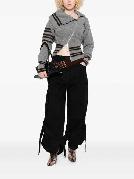 Blugi THE ATTICO The Attico Black Jeans With A Contrasting Panel Design And Tie Details Black Femei (BM 18700023) 2