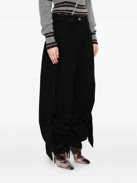 Blugi THE ATTICO The Attico Black Jeans With A Contrasting Panel Design And Tie Details Black Femei (BM 18700023) 3