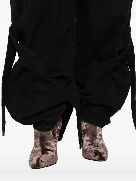 Blugi THE ATTICO The Attico Black Jeans With A Contrasting Panel Design And Tie Details Black Femei (BM 18700023) 5