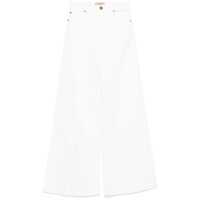 Pantaloni casual TWINSET White Pants With Wide Leg And Logo Patch On The Rear In Cotton Woman