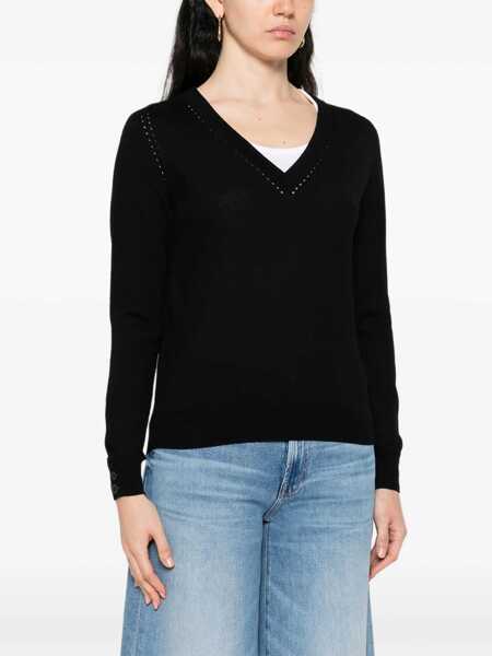 Pulovere Liu Jo Liu Jo Wool Sweater Featuring A V-Neck Black Femei (BM 18701694) 3
