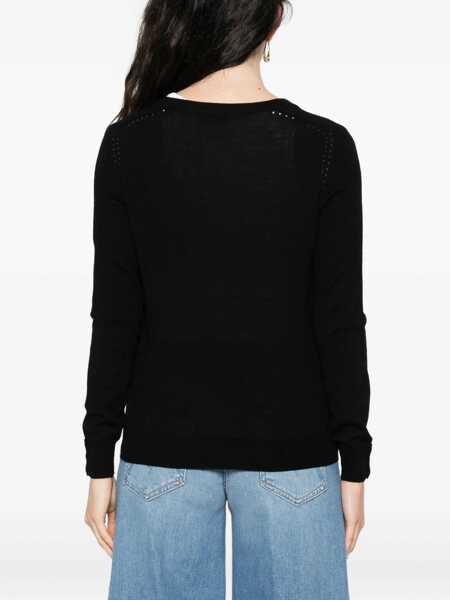 Pulovere Liu Jo Liu Jo Wool Sweater Featuring A V-Neck Black Femei (BM 18701694) 4