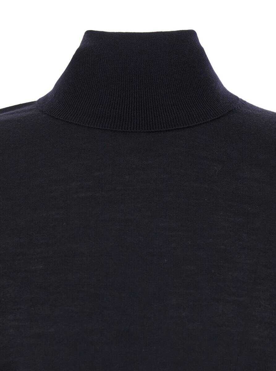Topuri PLAIN Blue Turtleneck With Long Sleeves In Wool Man BLUE Barbati (BM 18701853) 2