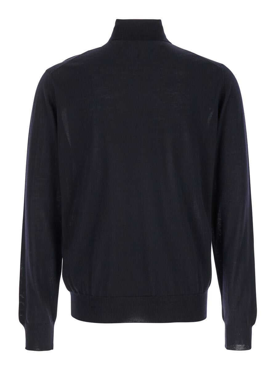 Topuri PLAIN Blue Turtleneck With Long Sleeves In Wool Man BLUE Barbati (BM 18701853) 1