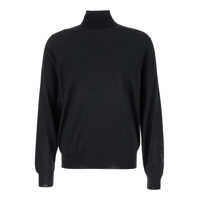Topuri PLAIN Black Turtleneck With Long Sleeves In Wool Man