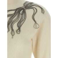 Imbracaminte Dama pagina 301 - Pulovere Brunello Cucinelli Brunello Cucinelli Shiny Flower Embroidery Sweater WHITE Femei (BM 18702504) - B-mall.ro