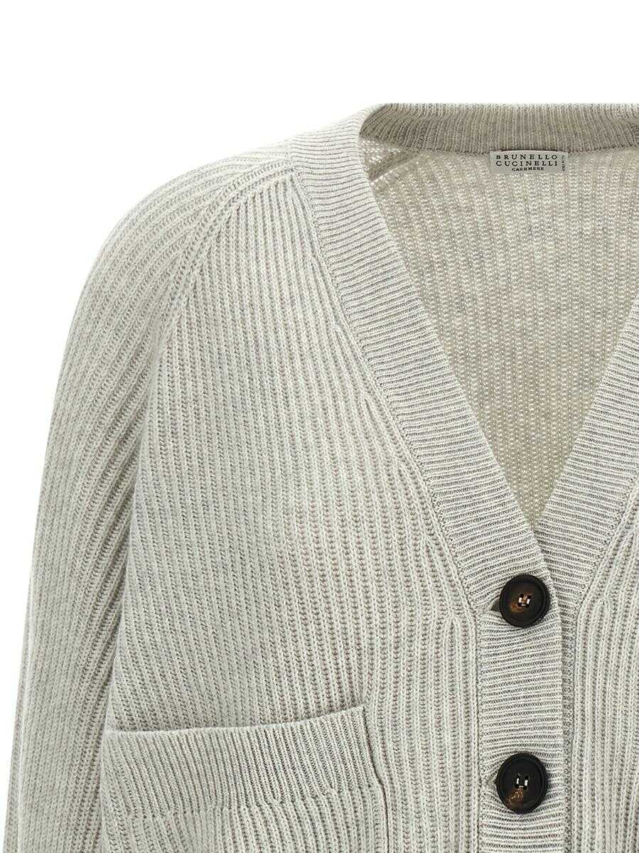 Cardigane Brunello Cucinelli Brunello Cucinelli Monile Cuff Cardigan GRAY Femei (BM 18702507) 3