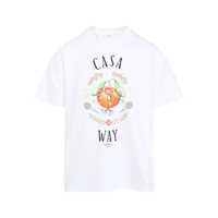 Tricouri Casablanca White Cotton T-Shirt With Agraphic Print Barbati