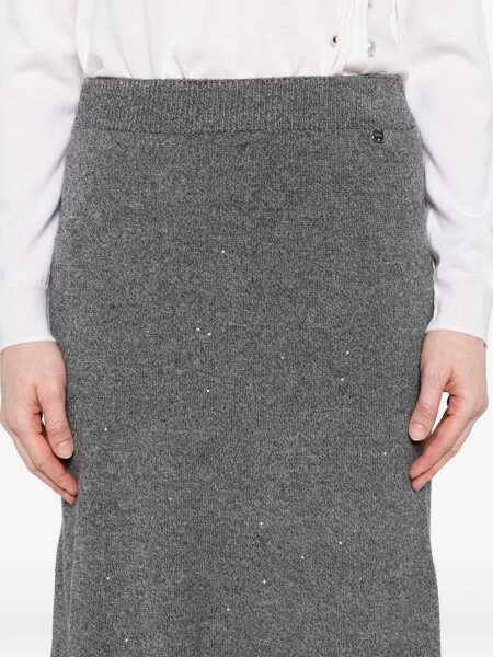 Fuste Liu Jo Liu Jo Grey Midi Knit Skirt GREY Femei (BM 18702627) 5