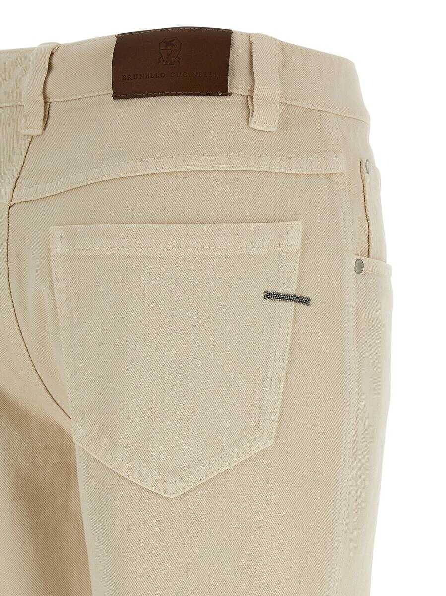 Blugi Brunello Cucinelli Brunello Cucinelli Denim Pants WHITE Femei (BM 18702801) 4