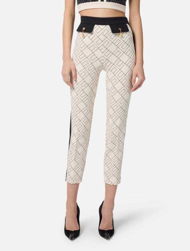 Pantaloni casual Elisabetta Franchi Elisabetta Franchi Trousers LATTE/NERO Femei (BM 18702978) 3