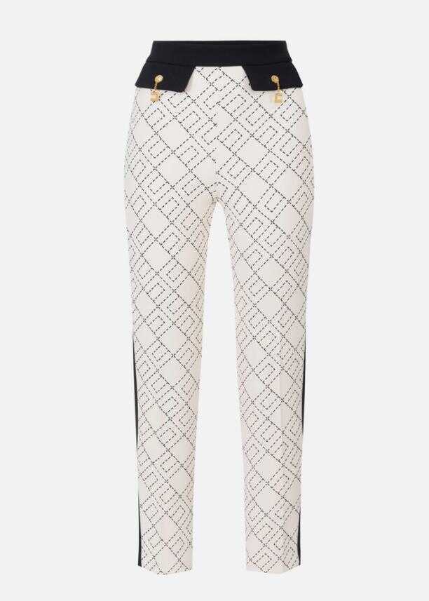 Pantaloni casual Elisabetta Franchi Elisabetta Franchi Trousers LATTE/NERO Femei (BM 18702978) 1
