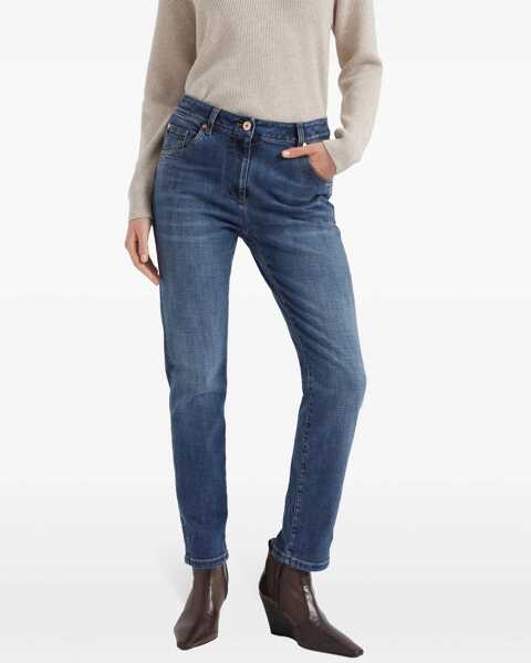 Blugi Brunello Cucinelli Skinny Jeans DARK BLUE DENIM Femei (BM 18703897) 3