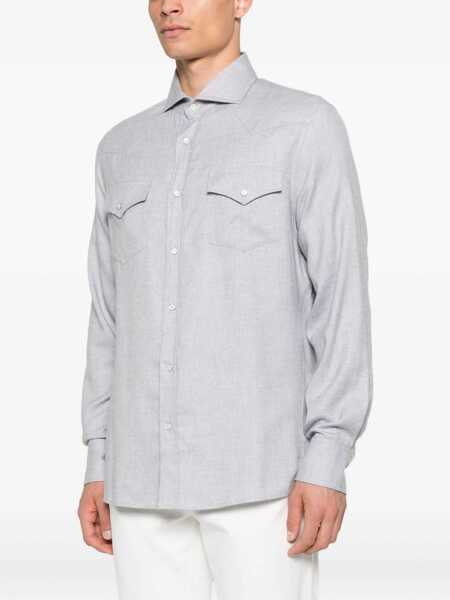Camasi casual Brunello Cucinelli Cotton Shirt GRIGIO Barbati (BM 18703900) 3