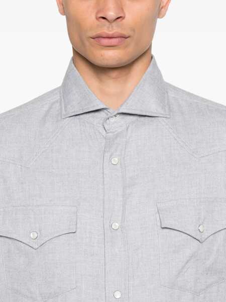 Camasi casual Brunello Cucinelli Cotton Shirt GRIGIO Barbati (BM 18703900) 5