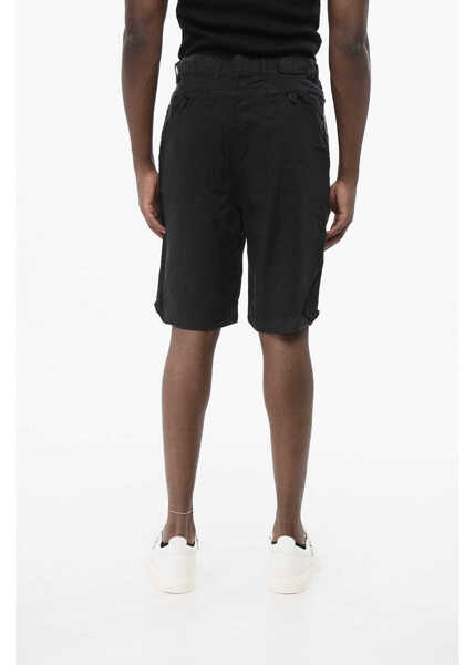 Pantaloni scurti NEVER ENOUGH Solid Color Linen Shorts With Belt Loops Black Barbati (BM 18703972) 2