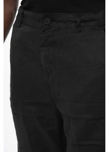 Pantaloni scurti NEVER ENOUGH Solid Color Linen Shorts With Belt Loops Black Barbati (BM 18703972) 3