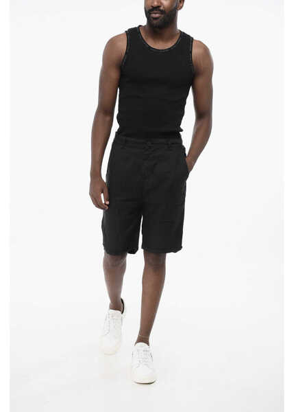 Pantaloni scurti NEVER ENOUGH Solid Color Linen Shorts With Belt Loops Black Barbati (BM 18703972) 4