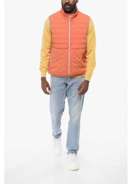 Geci de iarna Brunello Cucinelli Down Vest With Front Zip Orange Barbati (BM 18703975) 4