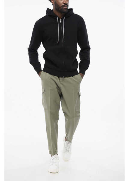 Bluze de trening Brunello Cucinelli Cotton Blend Hoodie With Front Zip Black Barbati (BM 18703978) 4