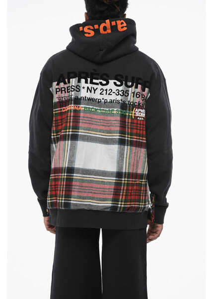 Bluze de trening APRES SURF Fleeced Cotton Duffy Hoodie With Checkered Insert And Fringe Black Barbati (BM 18703987) 2