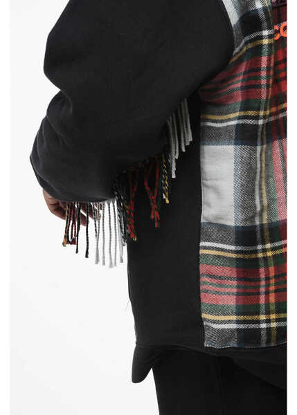 Bluze de trening APRES SURF Fleeced Cotton Duffy Hoodie With Checkered Insert And Fringe Black Barbati (BM 18703987) 3