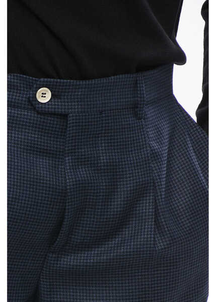 Pantaloni casual Brunello Cucinelli 4-Pocketed Wool Blend Pants With Houndstooth Pattern Blue Barbati (BM 18703993) 2