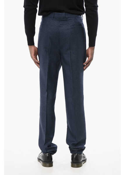 Pantaloni casual Brunello Cucinelli 4-Pocketed Wool Blend Pants With Houndstooth Pattern Blue Barbati (BM 18703993) 4