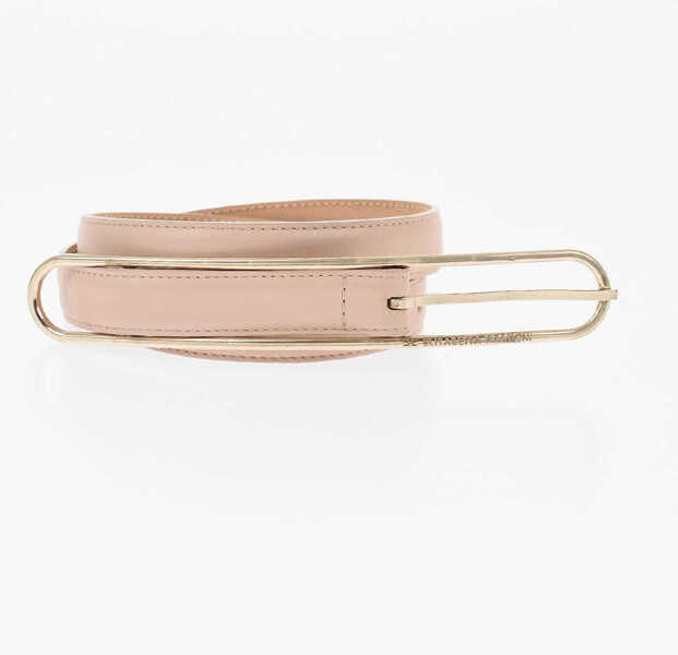 Curele Elisabetta Franchi Leather Belt With Logoed Application Pink Femei (BM 18703999) 1