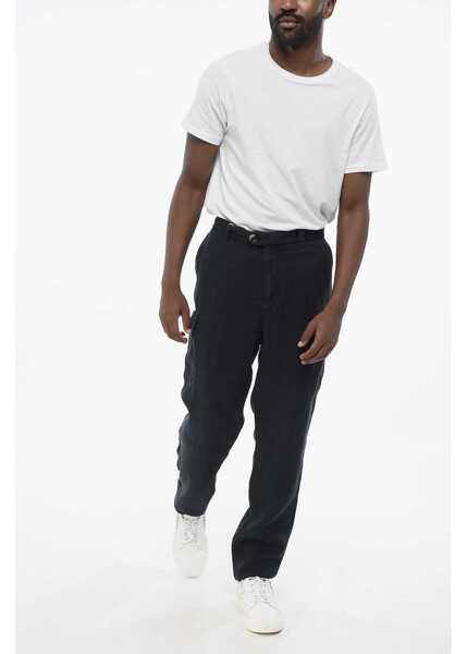 Pantaloni casual Brunello Cucinelli Pure Linen Cargo Pants With Belt Loops Blue Barbati (BM 18704014) 3