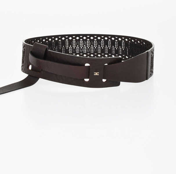 Curele Elisabetta Franchi Knotted Perforated Belt Brown Femei (BM 18704026) 2