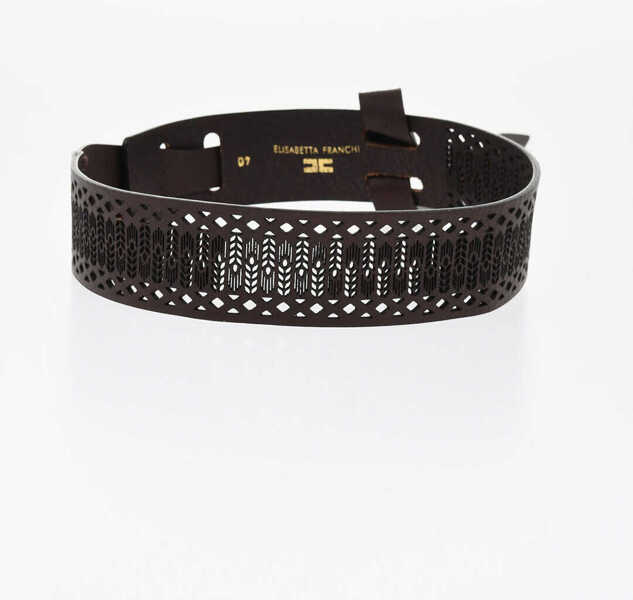 Curele Elisabetta Franchi Knotted Perforated Belt Brown Femei (BM 18704026) 3
