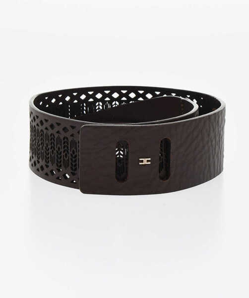 Curele Elisabetta Franchi Knotted Perforated Belt Brown Femei (BM 18704026) 1