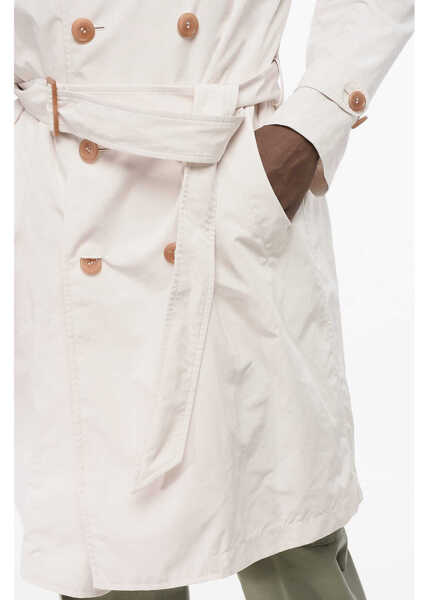 Paltoane Brunello Cucinelli Double-Breasted Trench Coat With Belt White Barbati (BM 18704053) 3