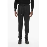 Pantaloni casual Double-Pleated Pinstriped Linen Pants With Drawstring Barbati