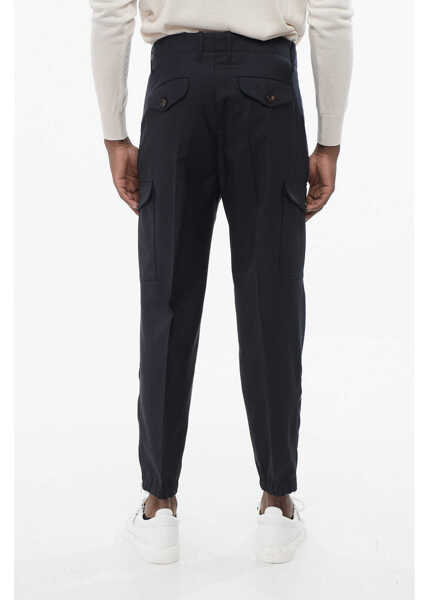 Pantaloni casual Brunello Cucinelli Virgin Wool Cargo Pants With Zipped Ankles Blue Barbati (BM 18704059) 2