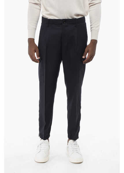 Pantaloni casual Brunello Cucinelli Virgin Wool Cargo Pants With Zipped Ankles Blue Barbati (BM 18704059) 1