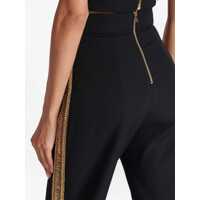 Pantaloni office Dama - Pantaloni office Balmain High-Waisted Wool Pants With Jewel-Embellished Side Bands Black Femei (BM 18704062) - B-mall.ro