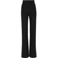 Pantaloni office High-Waisted Wool Pants With Jewel-Embellished Side Bands Femei