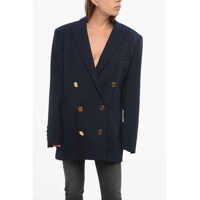 Sacouri Virgin Wool Double-Breasted Blazer With Logoed Buttons Femei