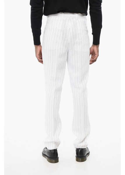 Pantaloni casual Brunello Cucinelli Single-Pleated Linen Pants With Hidden Closure White Barbati (BM 18704077) 4