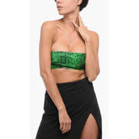 Bluze DSQUARED2 Python-Effect Leather Off-The-Shoulder Top