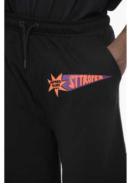 Pantaloni de trening APRES SURF Fleeced Cotton Gus Joggers With Contrasting Details Black Barbati (BM 18704086) 3