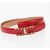 Elisabetta Franchi Patent Faux Leather Belt With Rhinestoned Logo Red