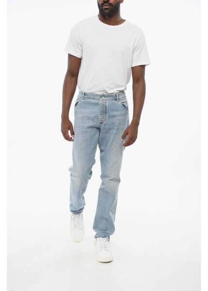 Blugi slim fit Brunello Cucinelli Light Wash Slim Fit Denims With Belt Loops 16Cm Light Blue Barbati (BM 18704107) 3