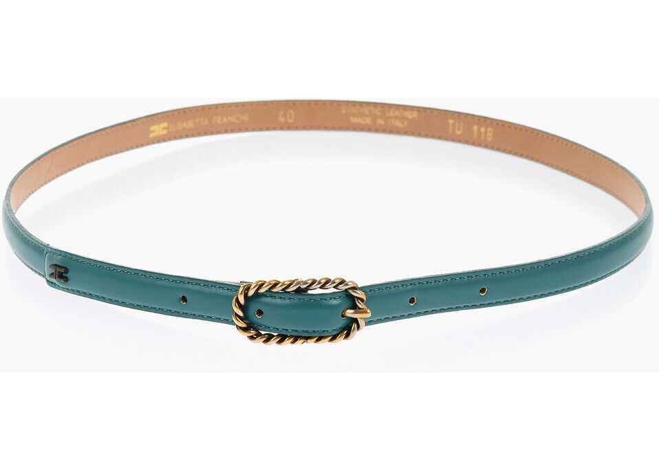 Curele Elisabetta Franchi Faux-Leather Thin Belt With Logo Green Femei (BM 18704122) 2