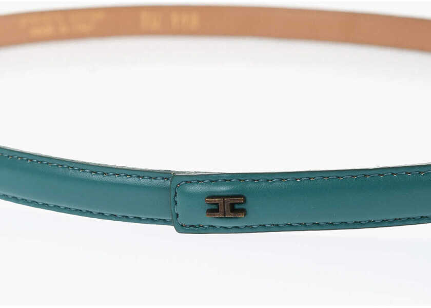 Curele Elisabetta Franchi Faux-Leather Thin Belt With Logo Green Femei (BM 18704122) 3