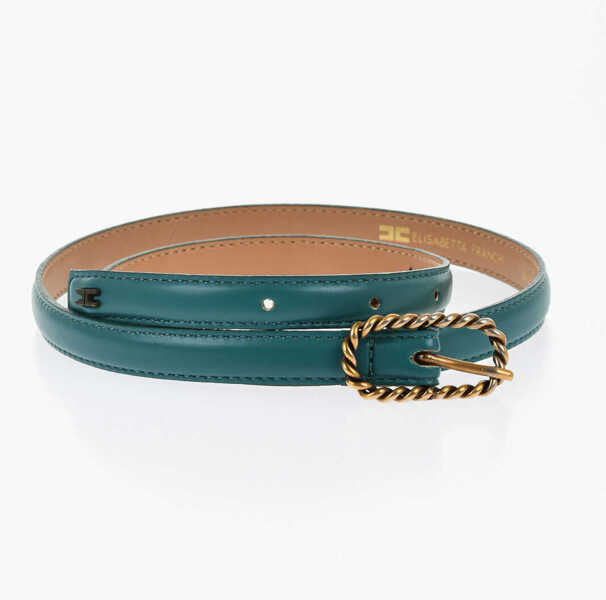 Curele Elisabetta Franchi Faux-Leather Thin Belt With Logo Green Femei (BM 18704122) 1
