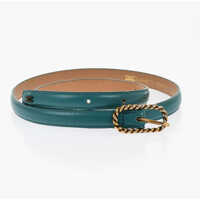 Curele Faux-Leather Thin Belt With Logo Femei